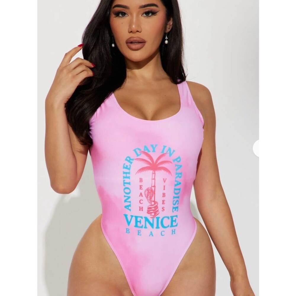 Hot Pink Venice Graphic One-Piece Swimsuit